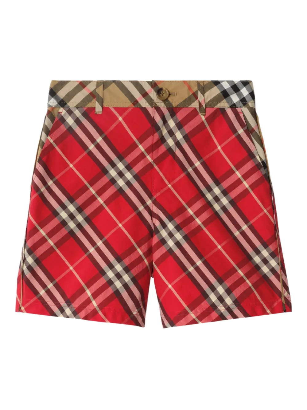 Burberry Kids checked cotton shorts - Rosso