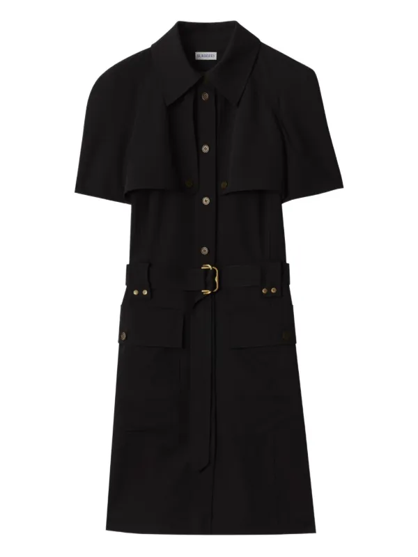 Burberry Wool Trench Dress in Black