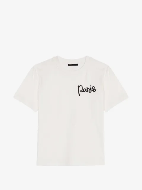 Maje T-shirt with embroidered Paris logo