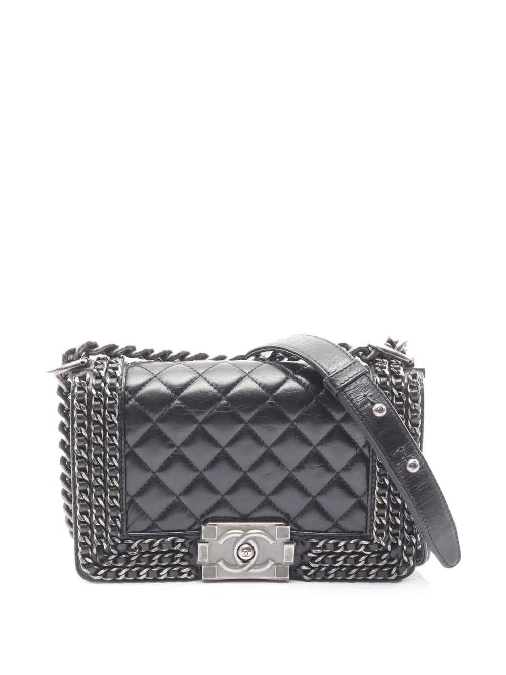 CHANEL Pre-Owned 2014-2015 Small Quilted Glazed Calfskin Chained Boy