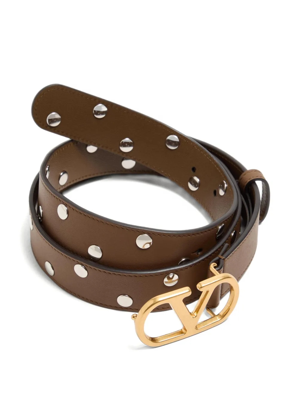 Valentino Garavani VLogo-signature metal-rivets belt - Bruin