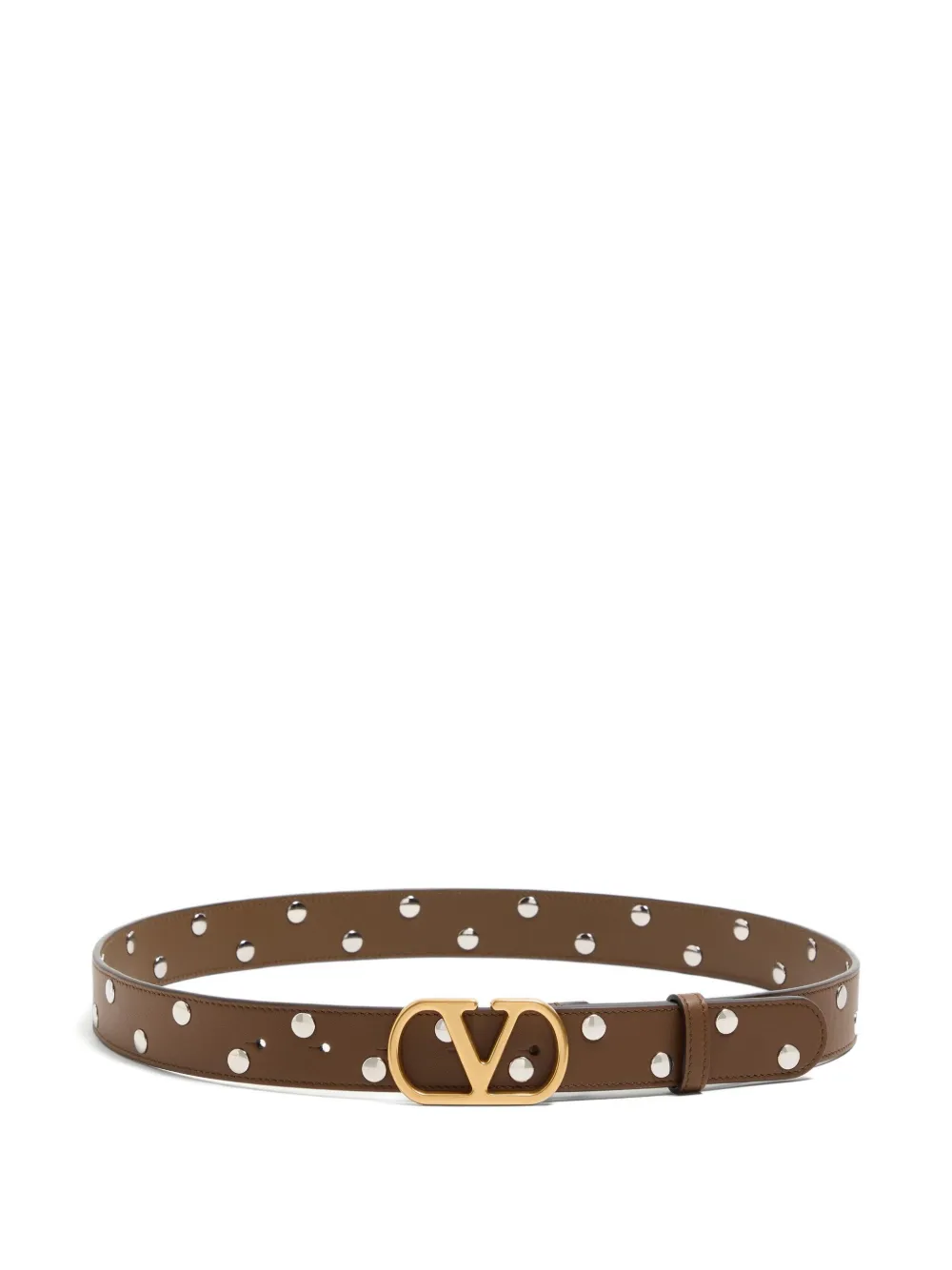 Valentino Garavani VLogo-signature metal-rivets belt - Marrone