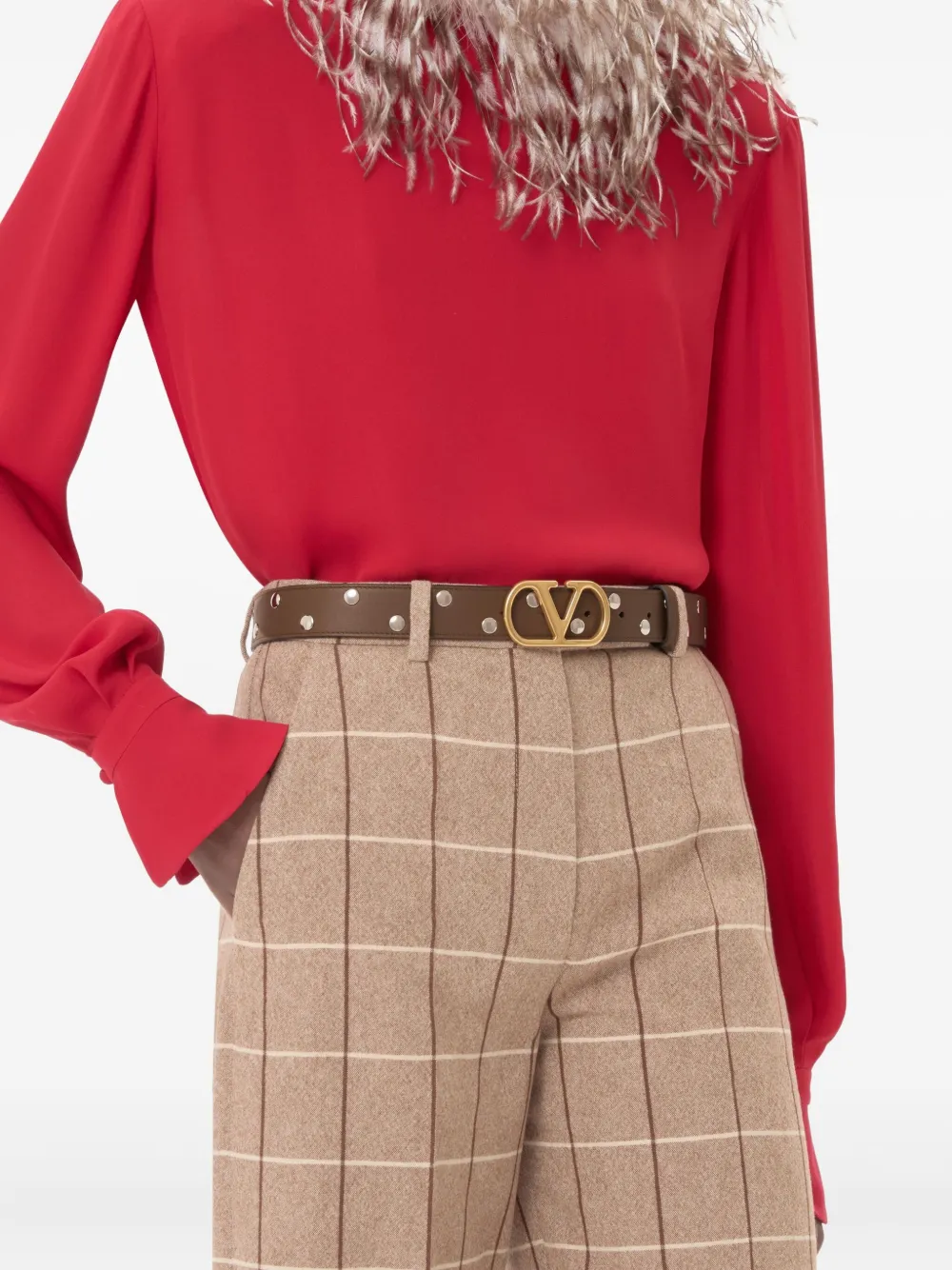 Valentino Garavani VLogo Signature riem met metalen ringlets Bruin