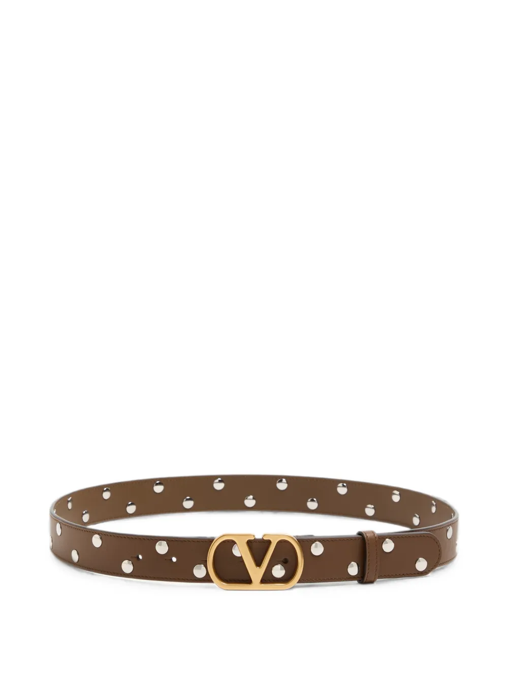 Valentino Garavani VLogo-signature metal-rivets belt - Brown
