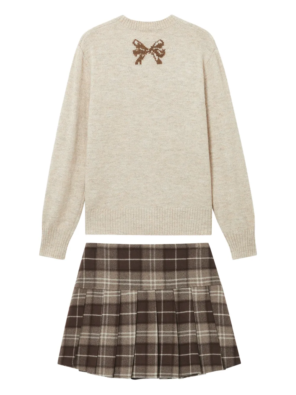 B+ab embroidered plaid skirt - Beige