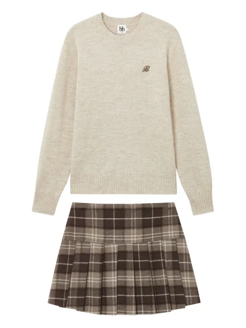 b+ab embroidered plaid skirt