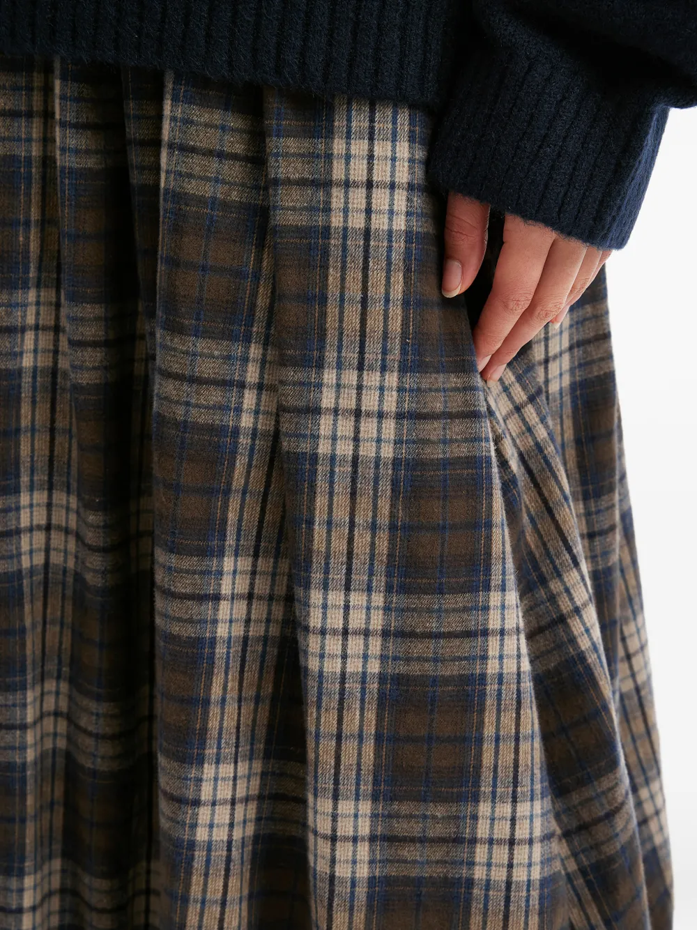 B+ab Tartan Pocket Midi Skirt In Brown