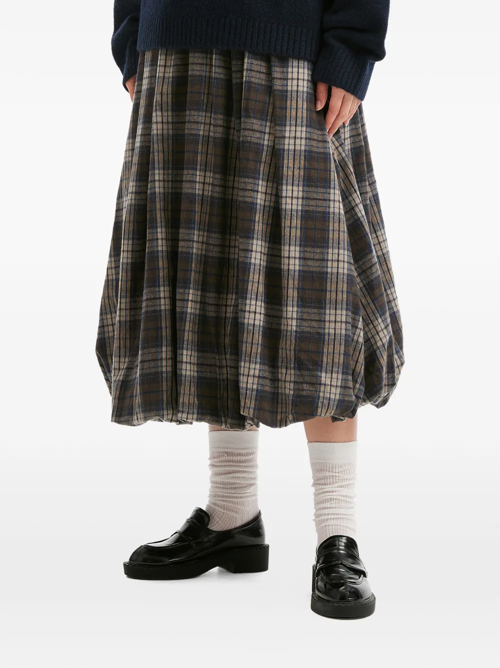 B+ab Tartan Pocket Midi Skirt In Brown