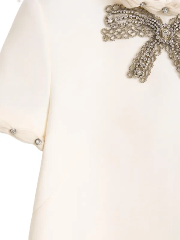 Valentino Garavani Embroidered Crepe Couture Mini Dress - Neutrals