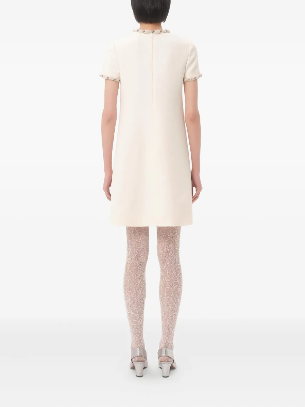 Valentino Garavani Mini-jurk verfraaid met kristallen Beige