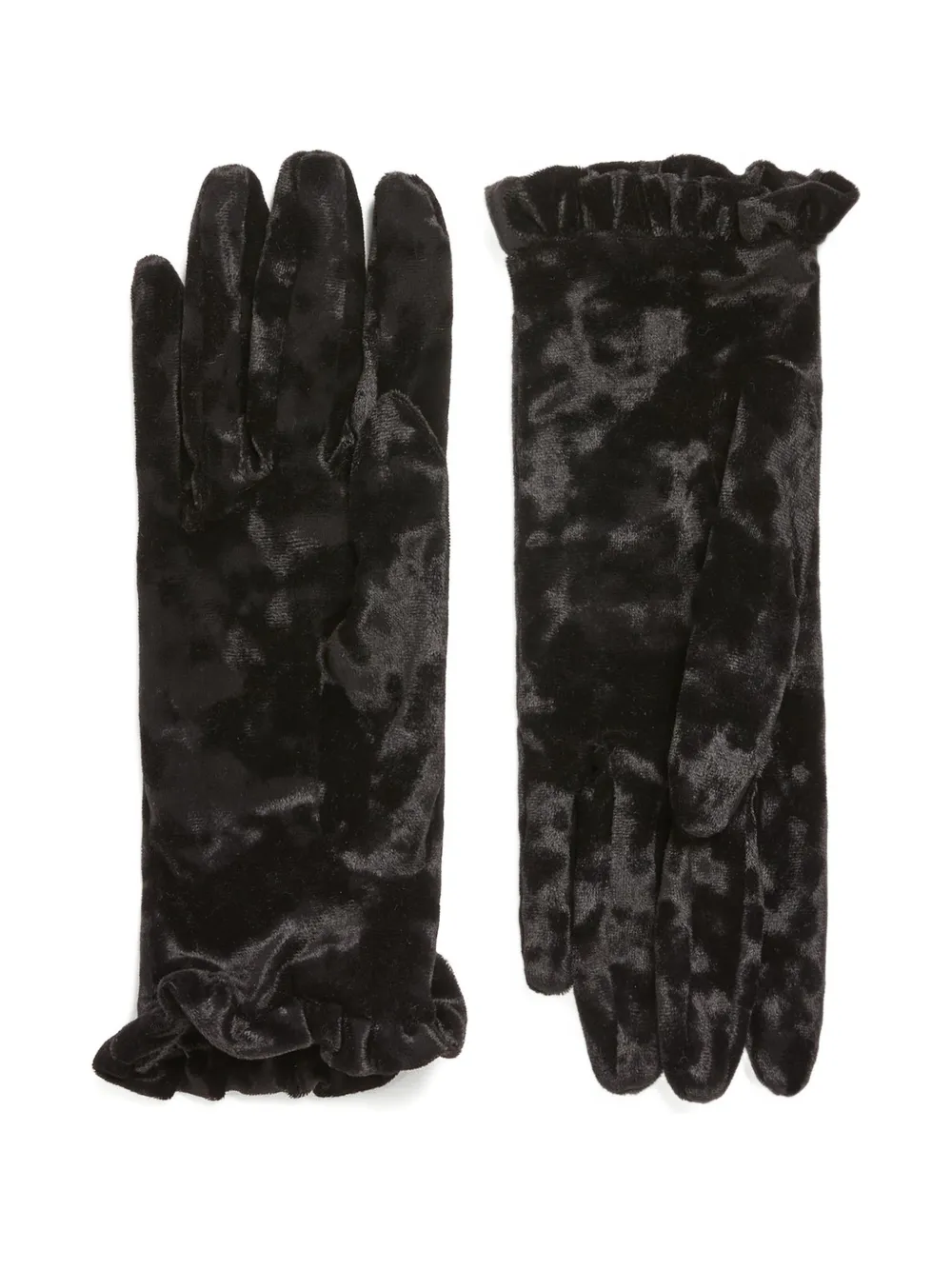 Valentino Vlogo-signature Ruffled Gloves In Black