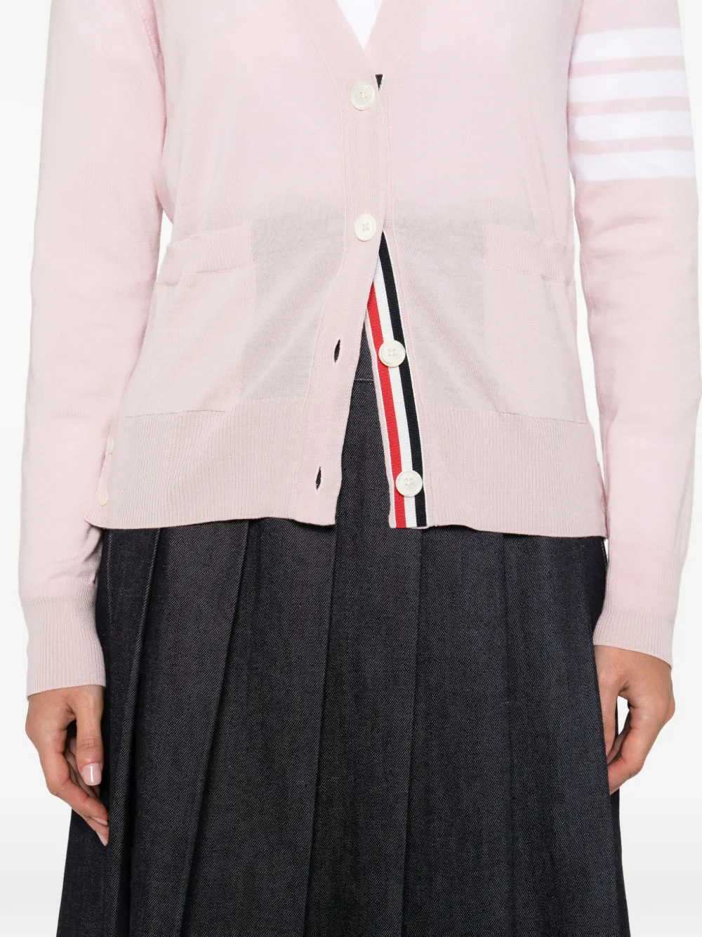 Thom Browne Pocket Stripe Sweater In Pink