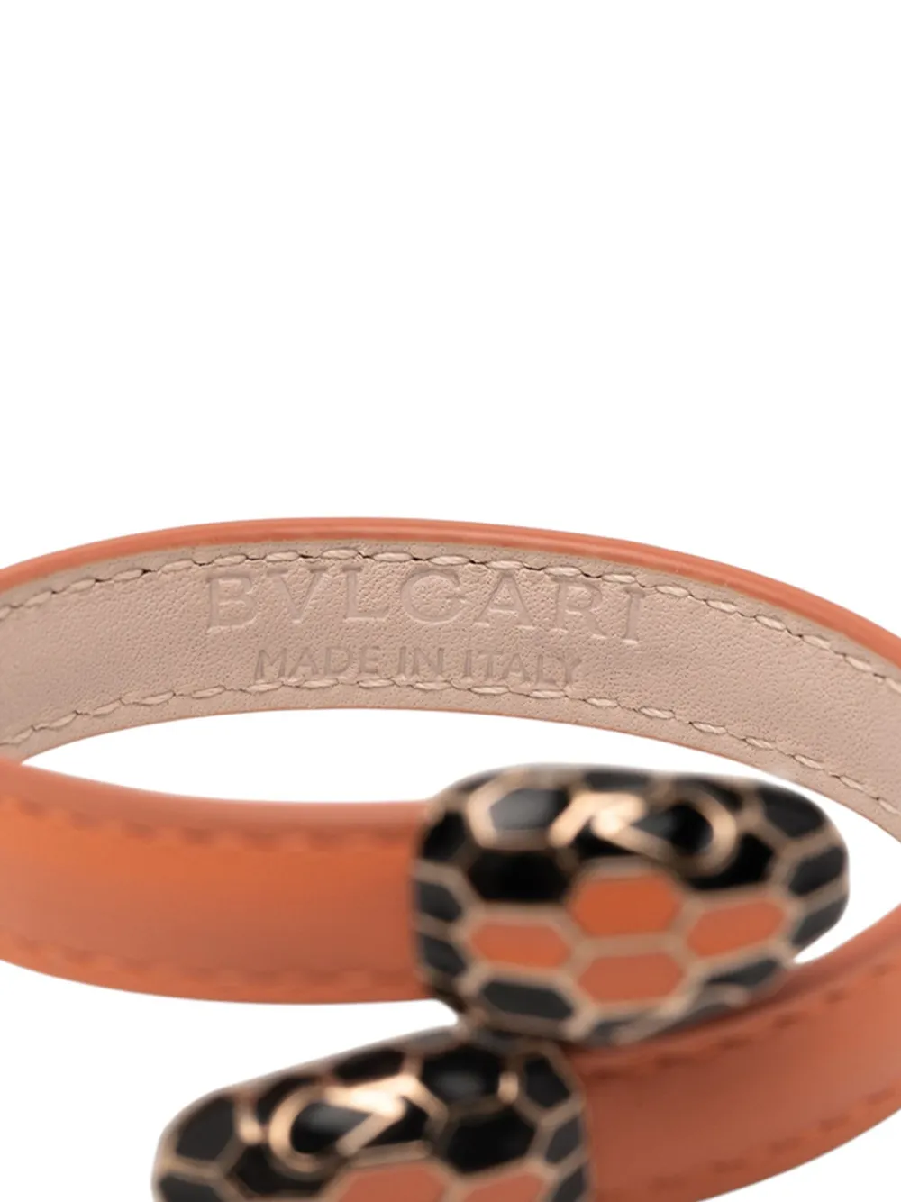 Pre-owned Bvlgari 2010-2025 Calfskin And Gold Plated Enamel Serpenti Forever Bracelet Costume Bracelet