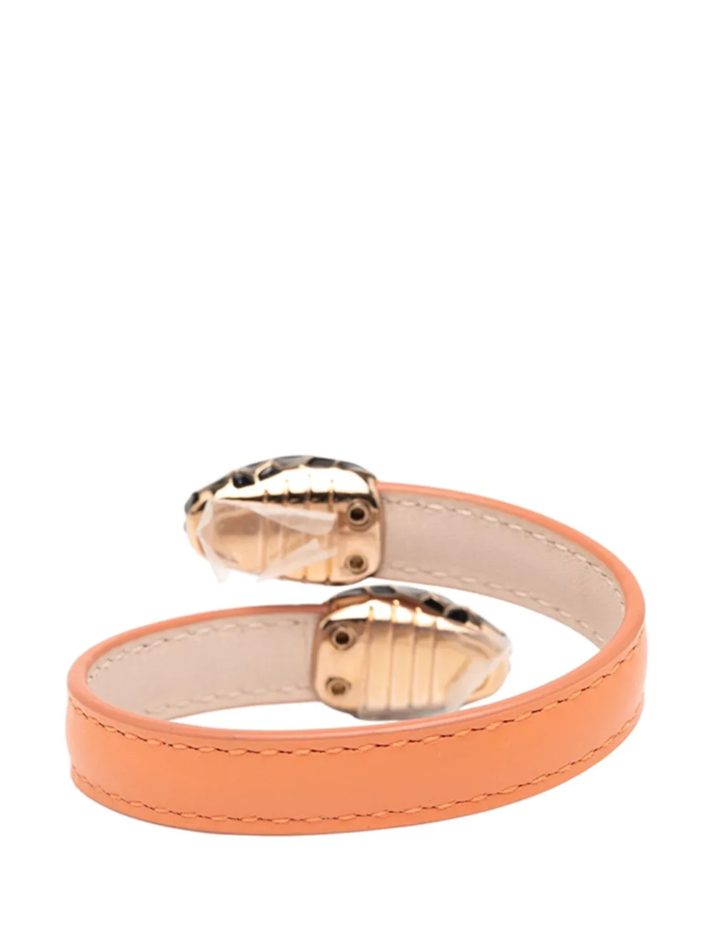 Pre-owned Bvlgari 2010-2025 Calfskin And Gold Plated Enamel Serpenti Forever Bracelet Costume Bracelet