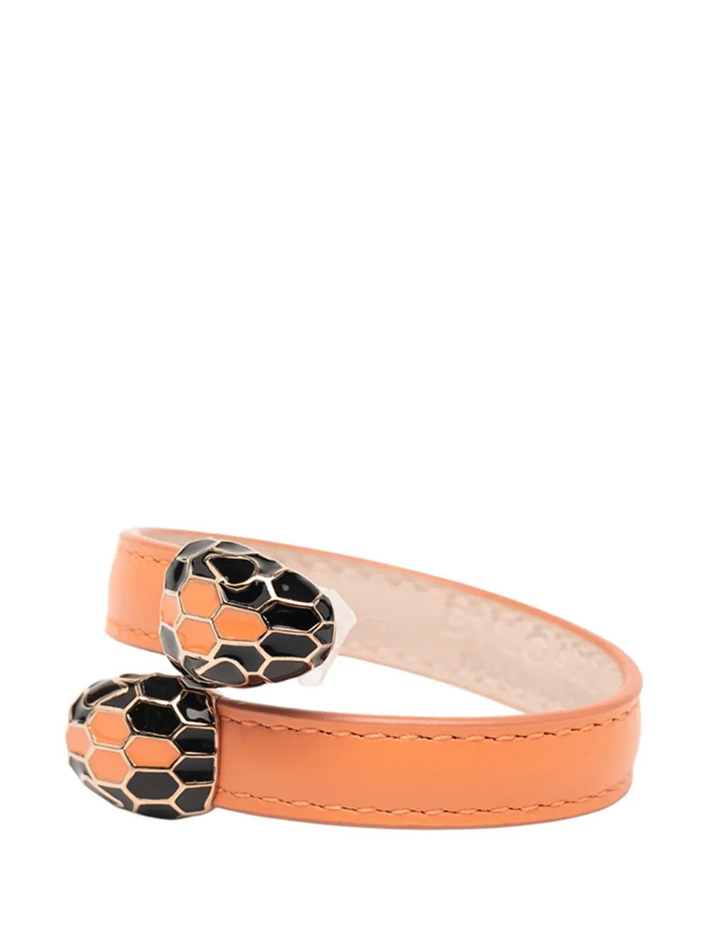 Pre-owned Bvlgari 2010-2025 Calfskin And Gold Plated Enamel Serpenti Forever Bracelet Costume Bracelet