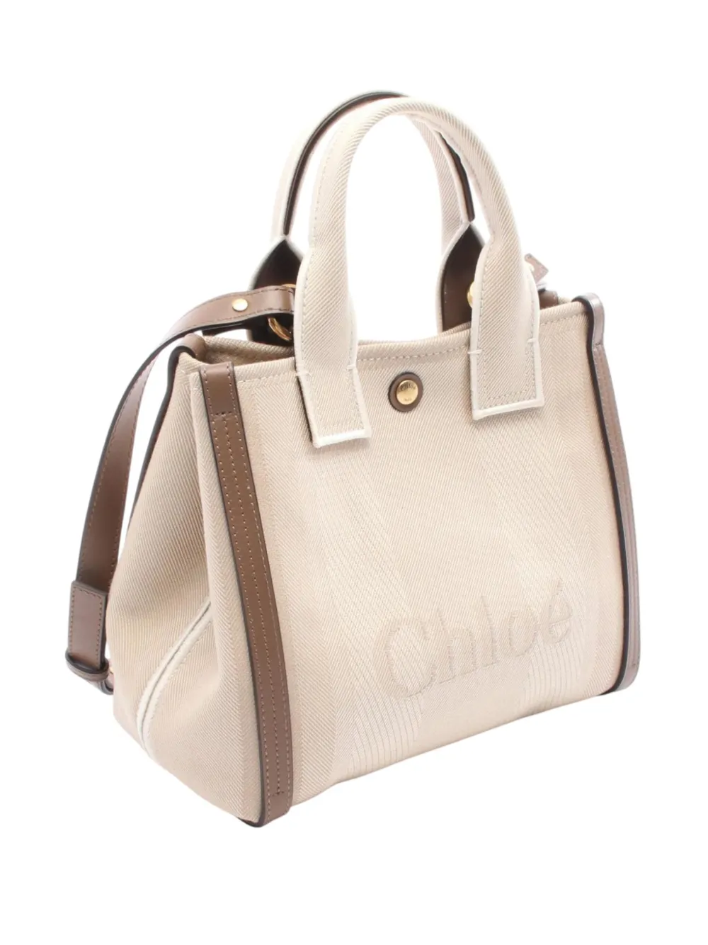Pre-owned Chloé 2010-2025 Small Canvas Carry Tote Bag In Brown