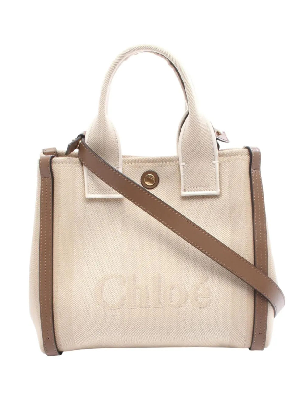 Pre-owned Chloé 2010-2025 Small Canvas Carry Tote Bag In Brown