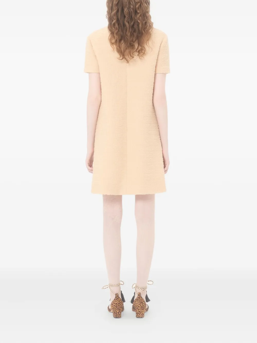 Valentino Garavani Mini-jurk van krullende wol Beige
