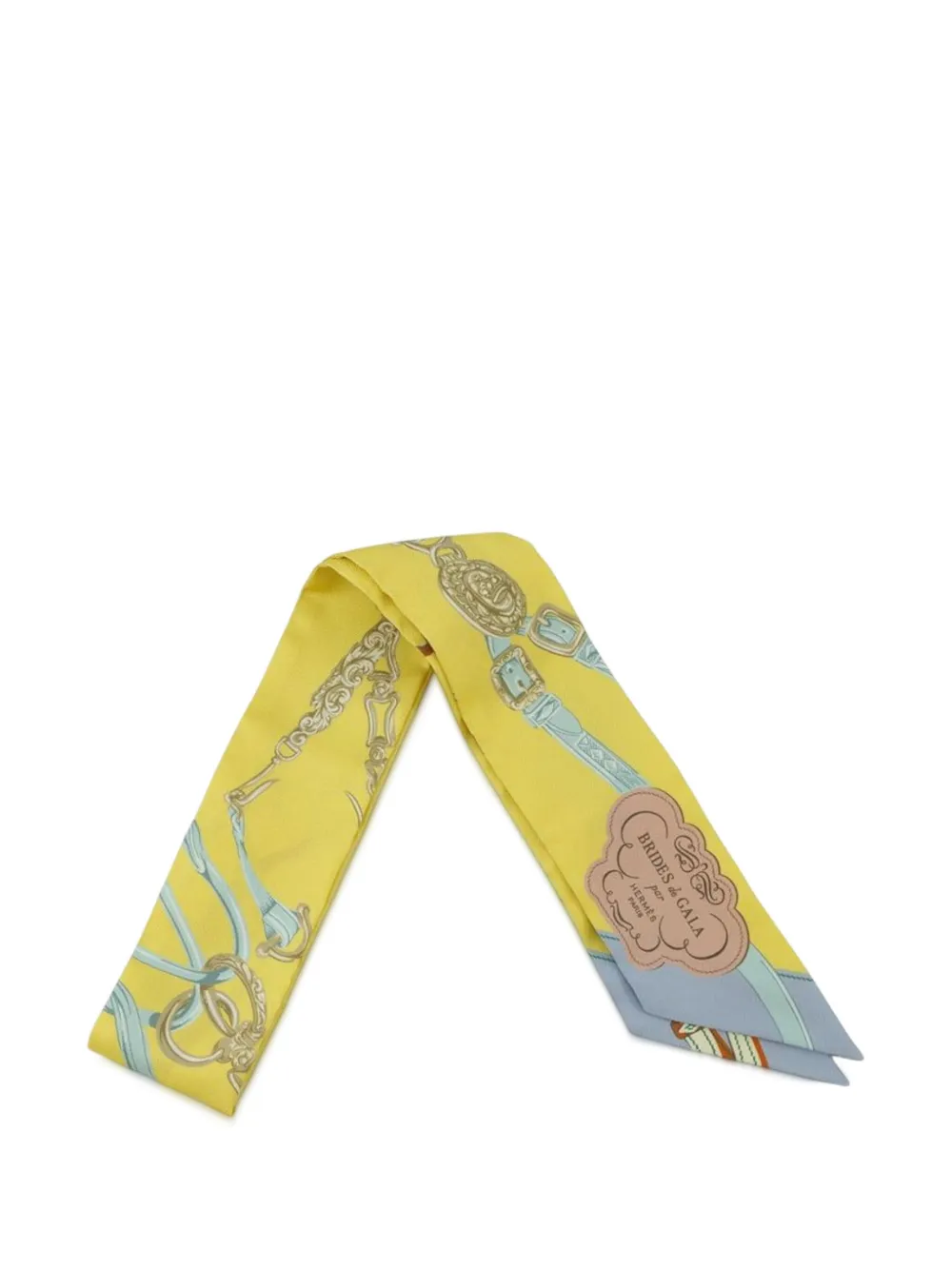HERMES Pre-owned 2023 Brides De Gala Applique Pique Silk Twilly Scarf Scarves In Yellow
