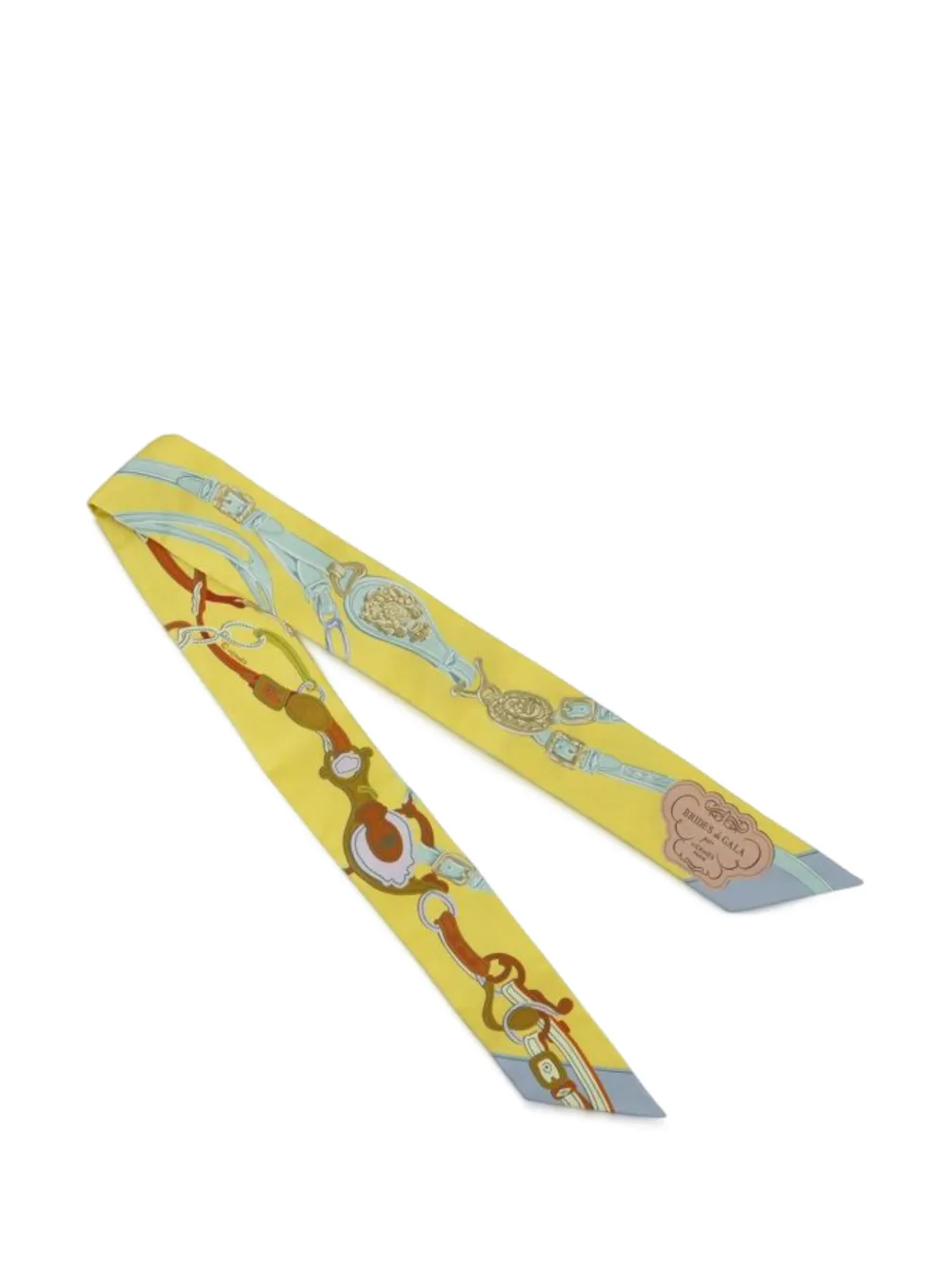 HERMES Pre-owned 2023 Brides De Gala Applique Pique Silk Twilly Scarf Scarves In Yellow