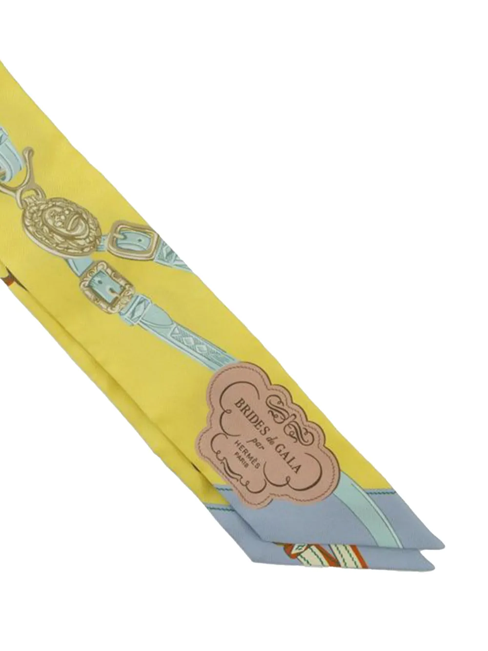 HERMES Pre-owned 2023 Brides De Gala Applique Pique Silk Twilly Scarf Scarves In Yellow