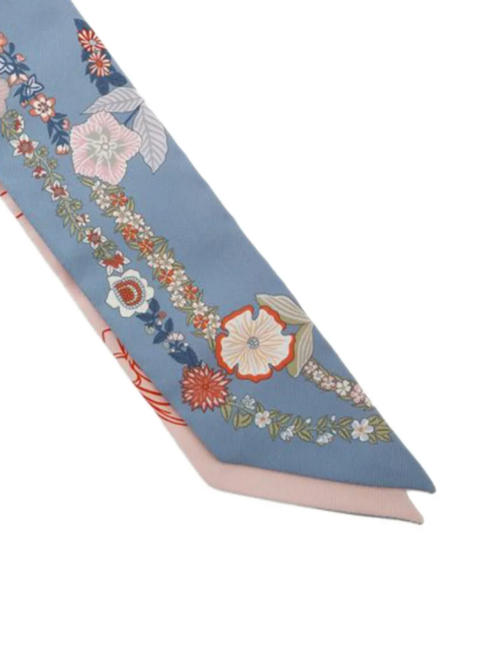 HERMES Pre-owned 2019-2025 Brides De Gala En Fleurs Silk Twilly Scarf Scarves In Blue