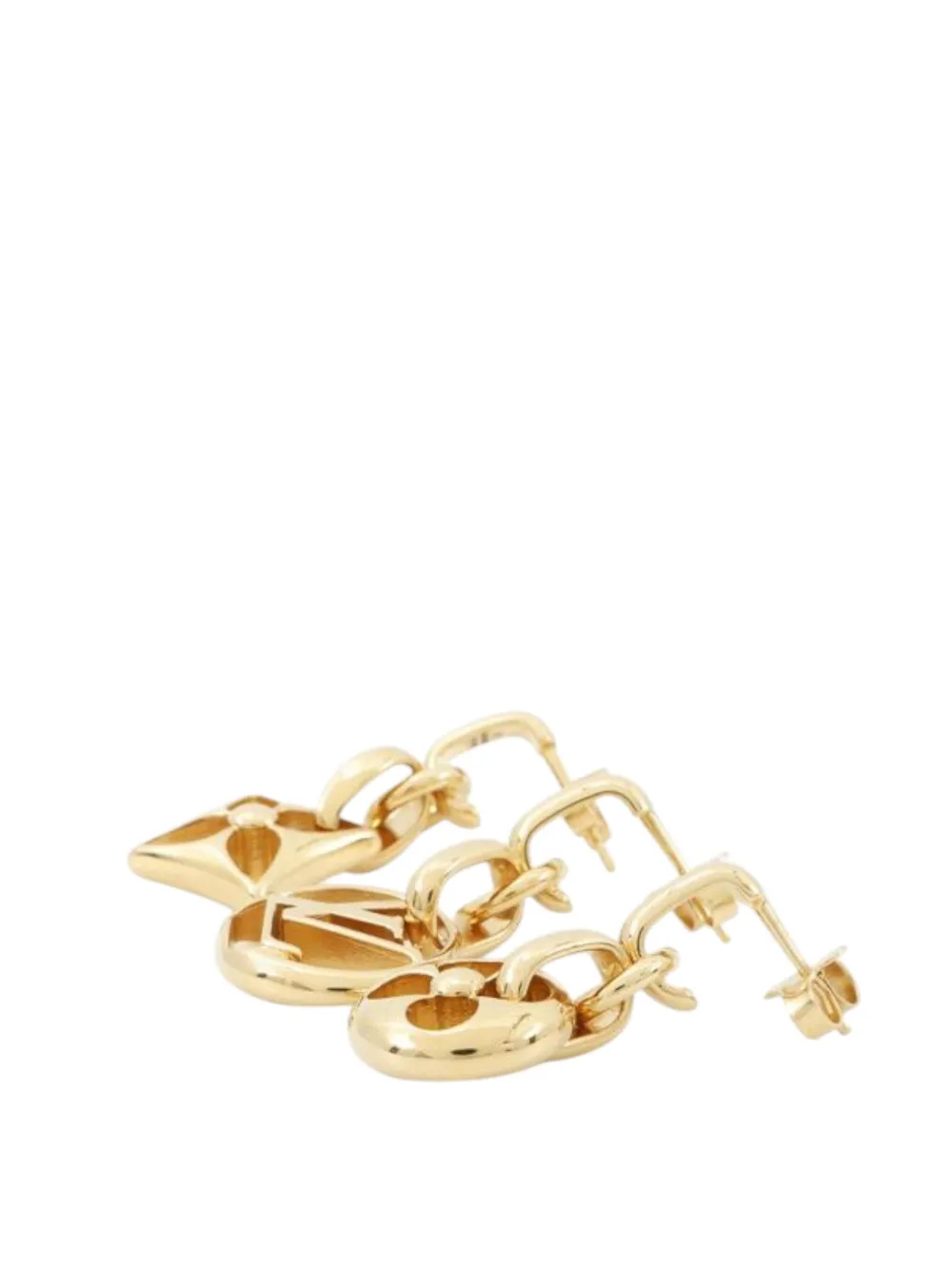 Pre-owned Louis Vuitton 2020 Gold Plated Crazy In Lock Drop Push Back Earring Set Costume Earrings