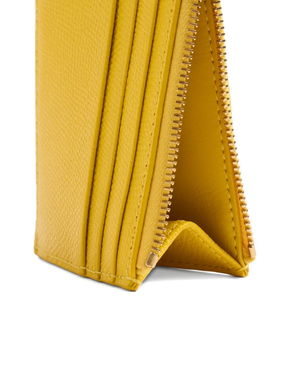Valentino Vlogo-signature Leather Card Holder In Yellow