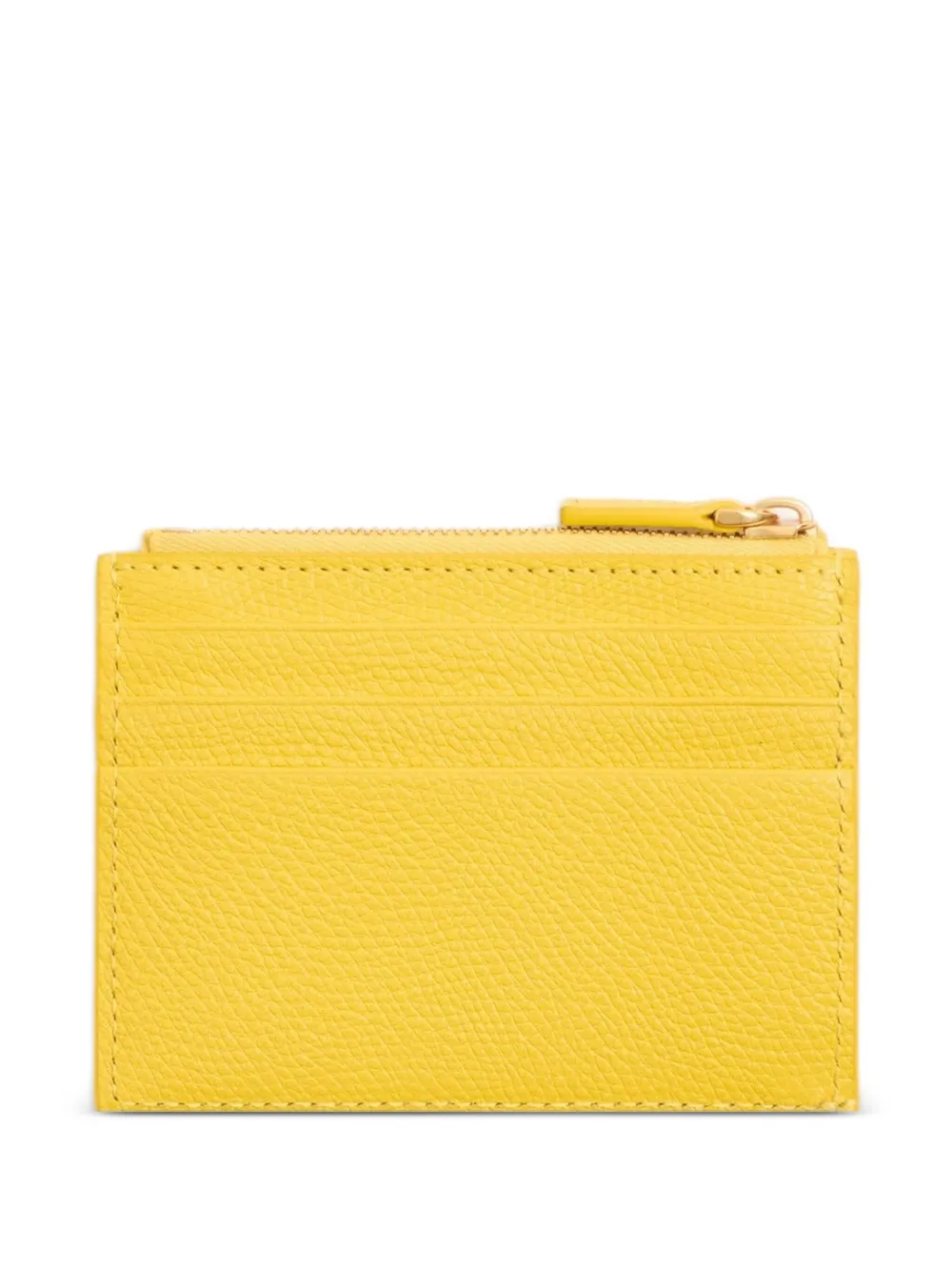 Valentino Vlogo-signature Leather Card Holder In Yellow