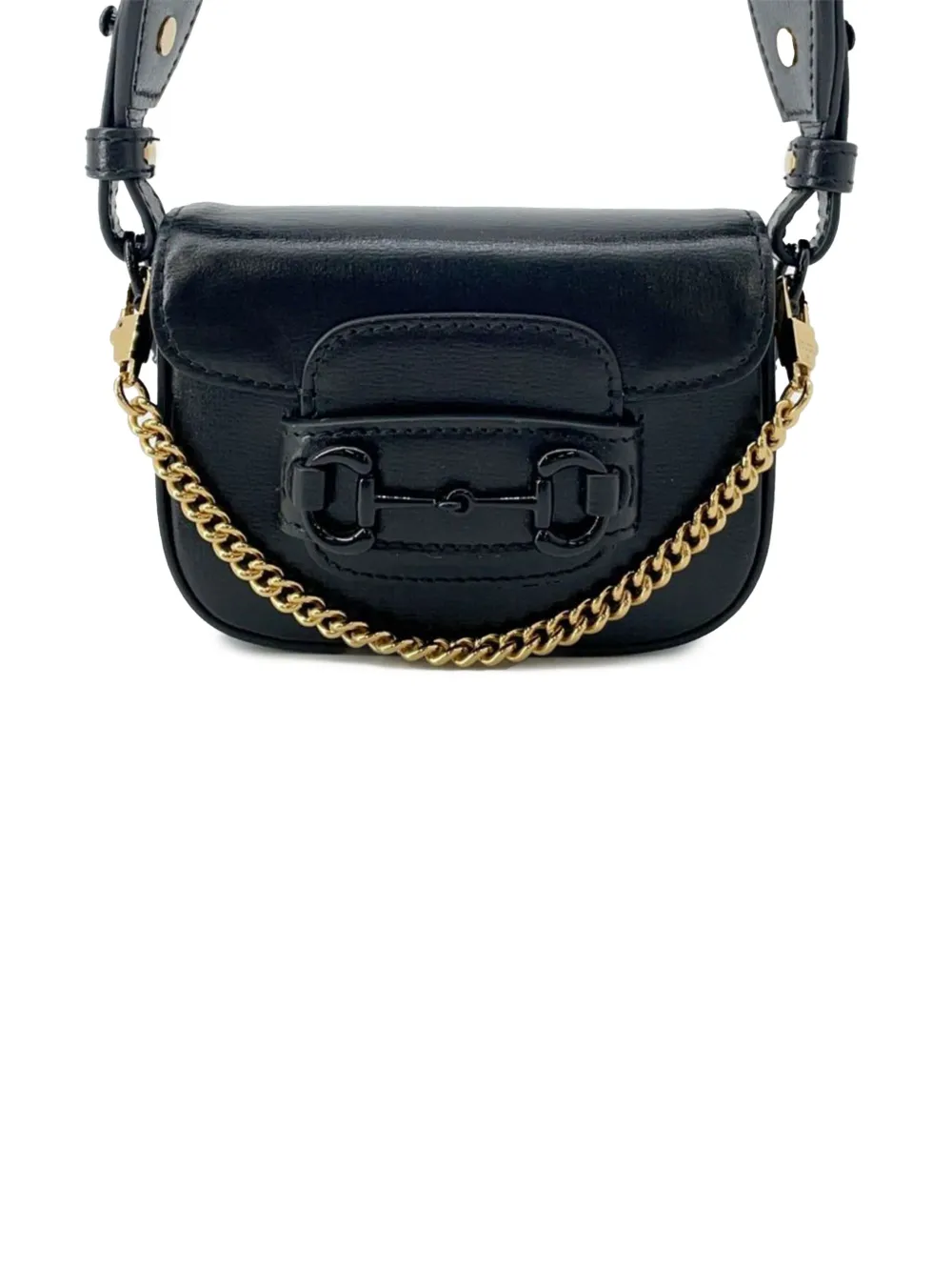 Pre-owned Gucci 2016-2025 Mini Leather Horsebit 1955 Web Satchel In Black