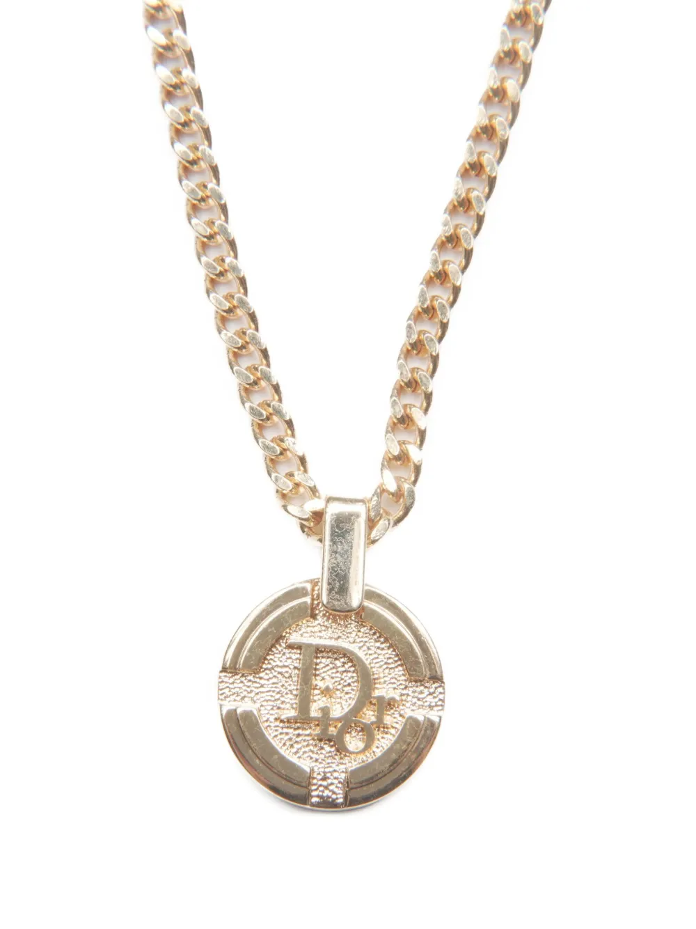 DIOR Pre-owned 1970-1990s Logo Necklace In Gold