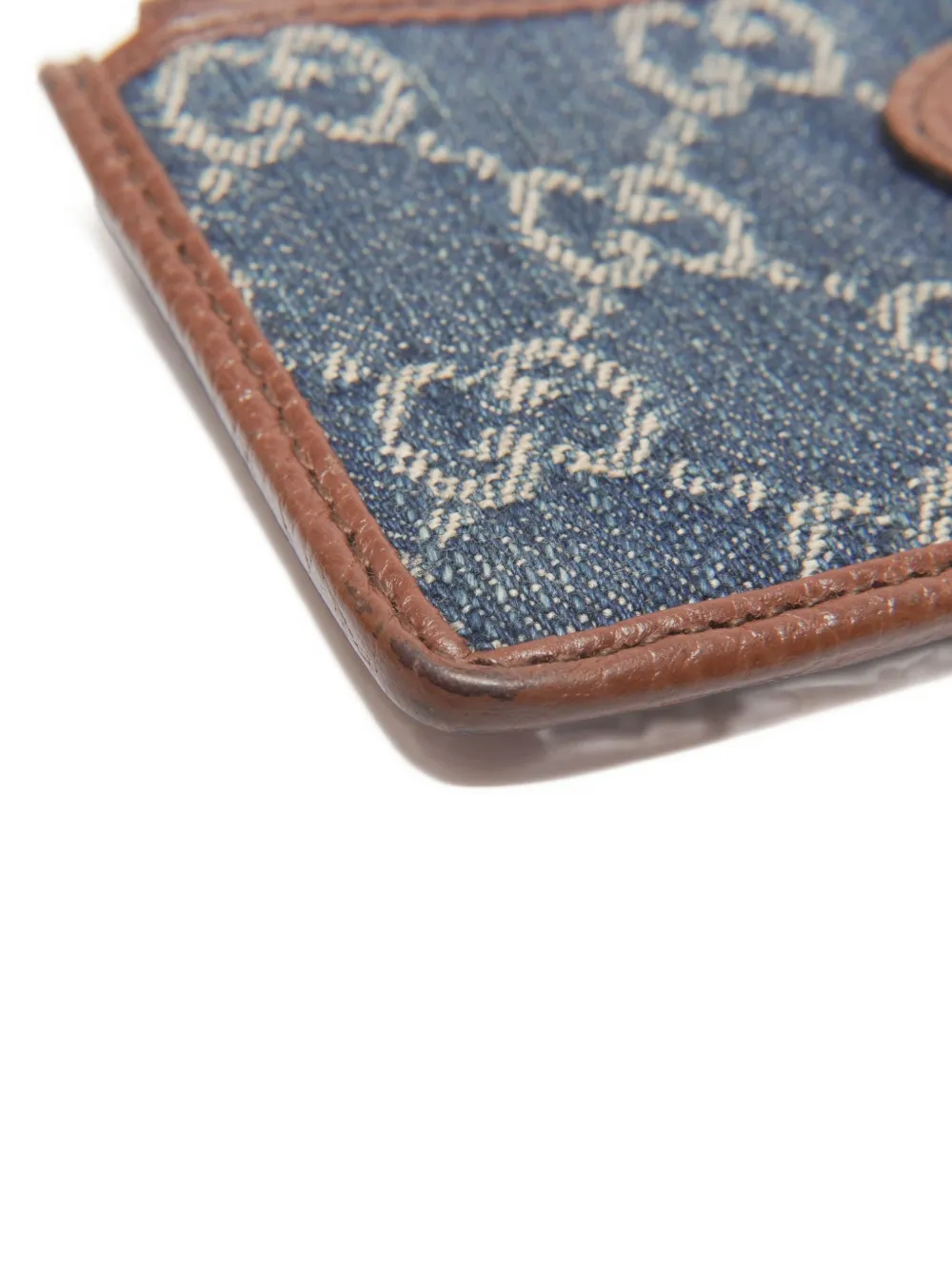 Pre-owned Gucci 2000-2020s Gg-pattern Denim Card Holder In Blue