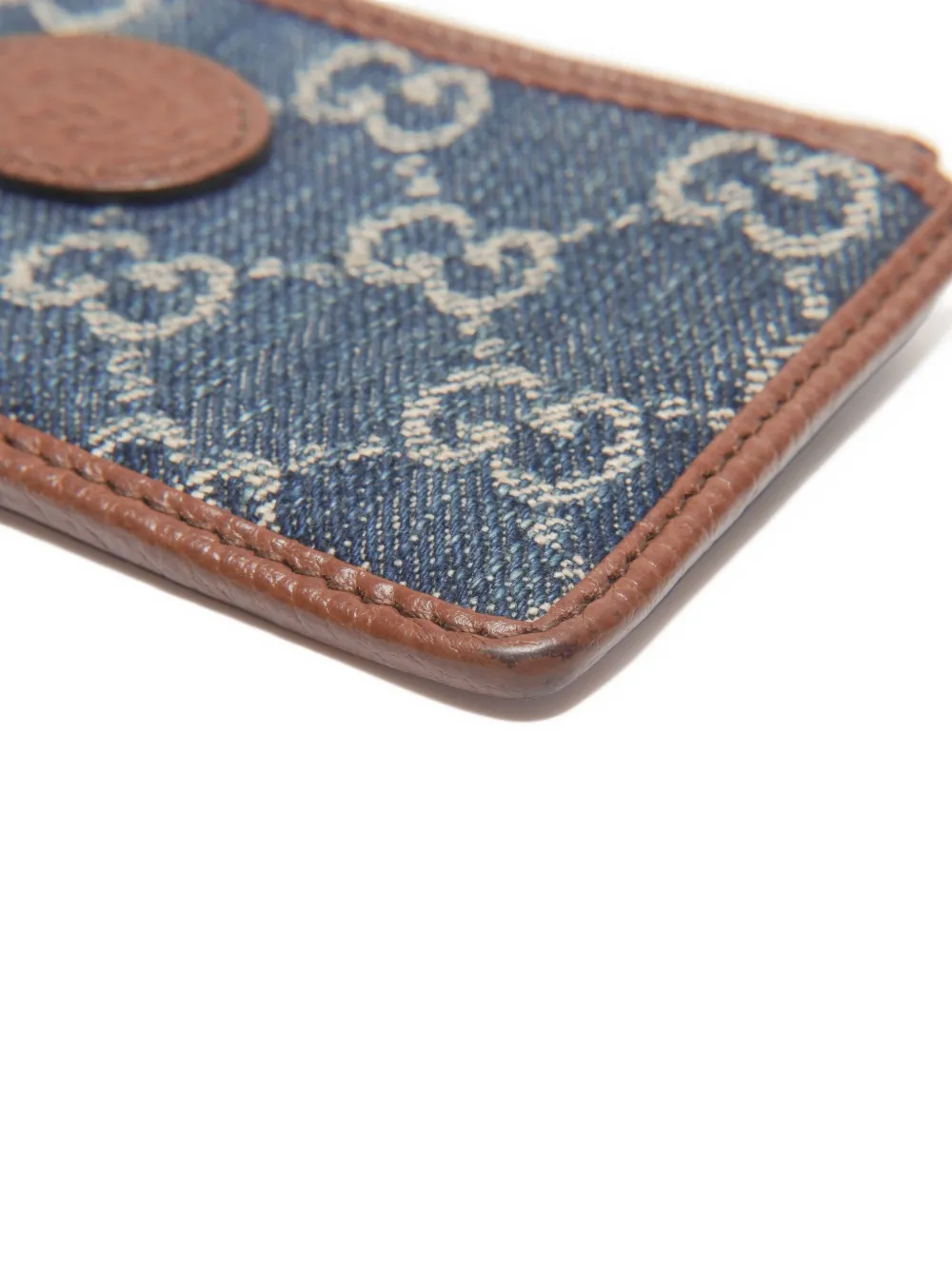 Pre-owned Gucci 2000-2020s Gg-pattern Denim Card Holder In Blue