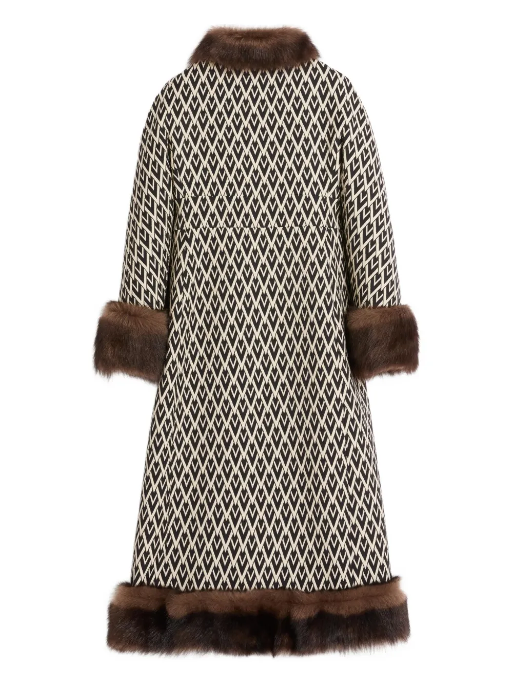 Valentino Jacquard Double-breasted Coat In Brown