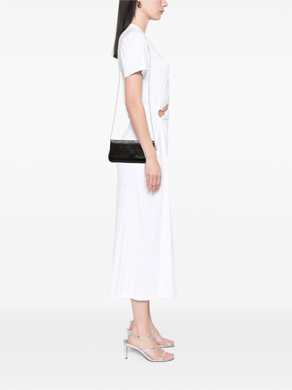 Pre-owned Dior 2006 Lambskin Cannage Chain Crossbody Bag In Black