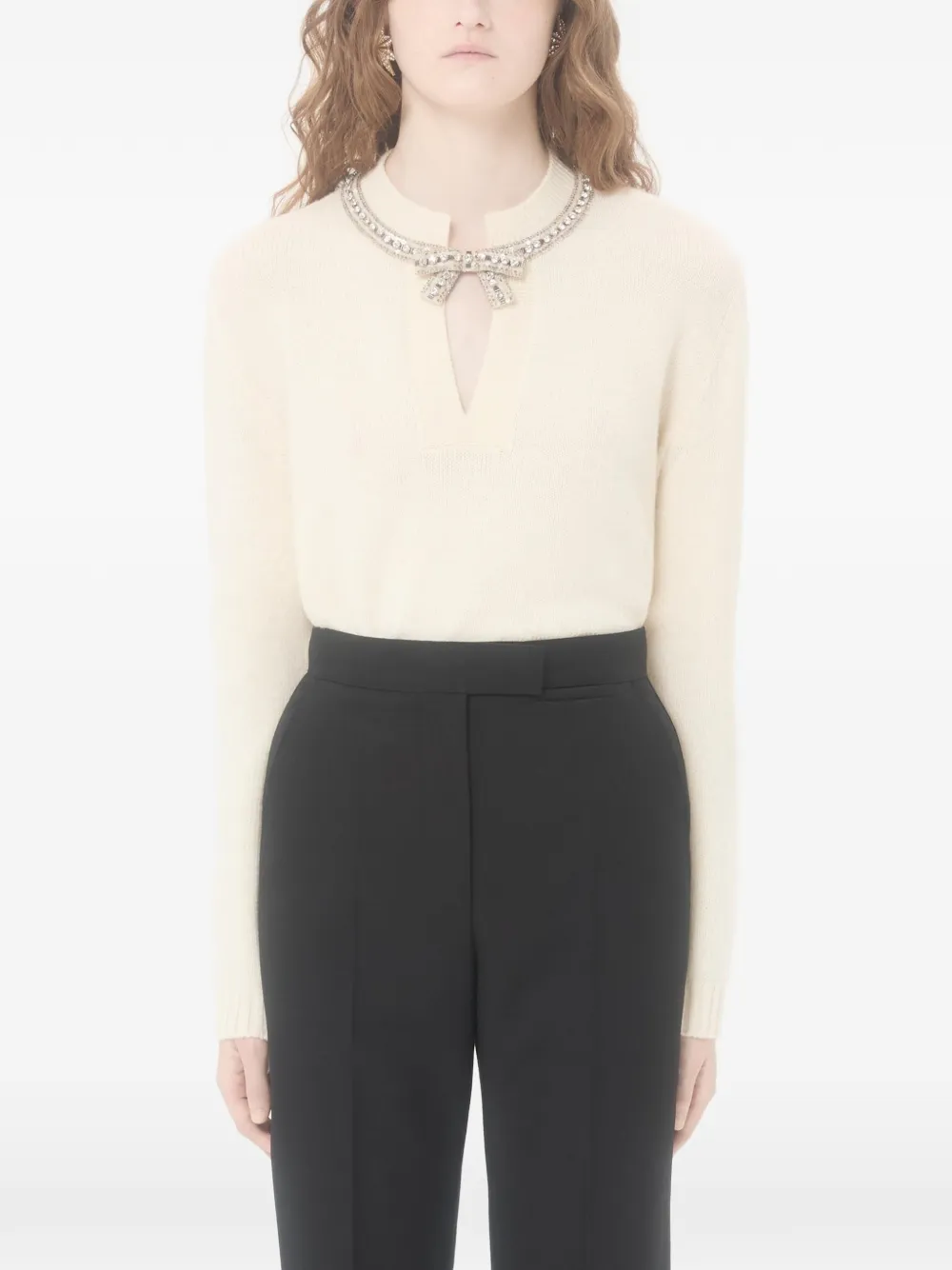  Valentino Garavani Embroidered Wool Jumper - Neutrals 