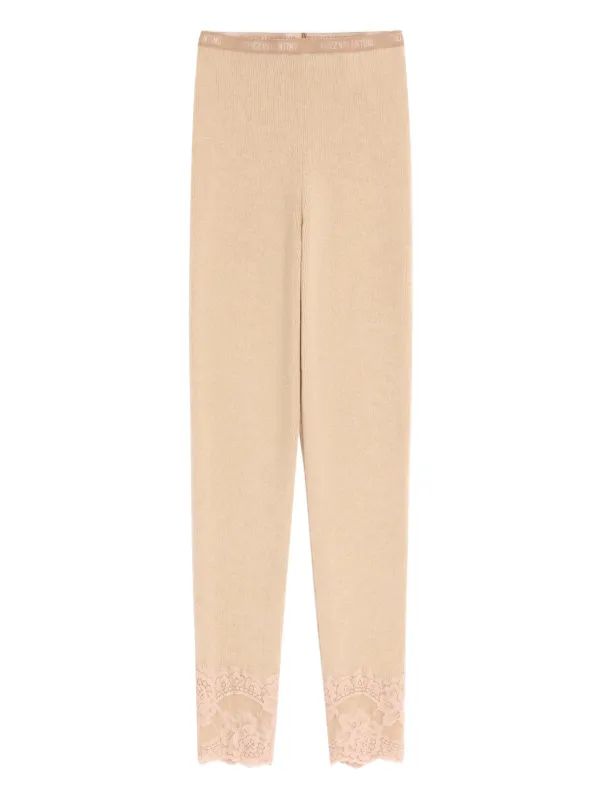Valentino Garavani Lace-detail Cashmere Leggings in Neutrals