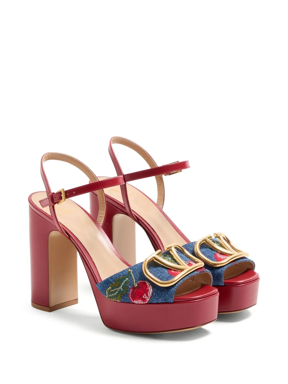 Valentino Garavani VLogo Signature Platform Denim Sandal With
