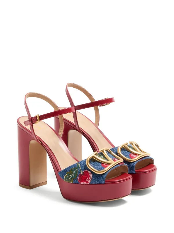 Valentino Garavani VLogo Signature Platform Denim Sandal With
