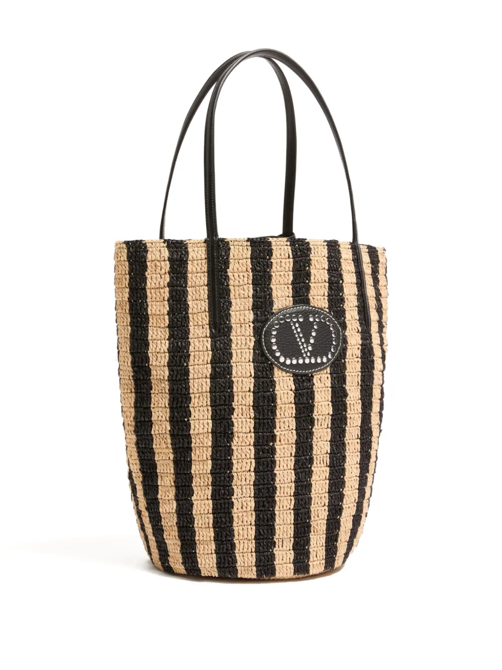 striped raffia shopping bag