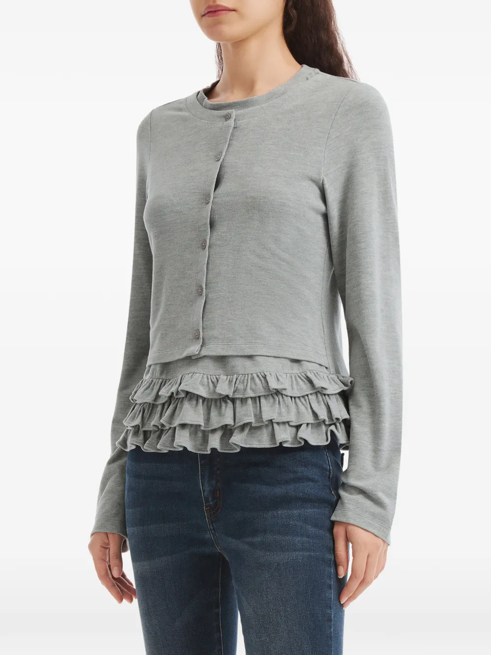 B+ab Ruffled Cardigan In Gray