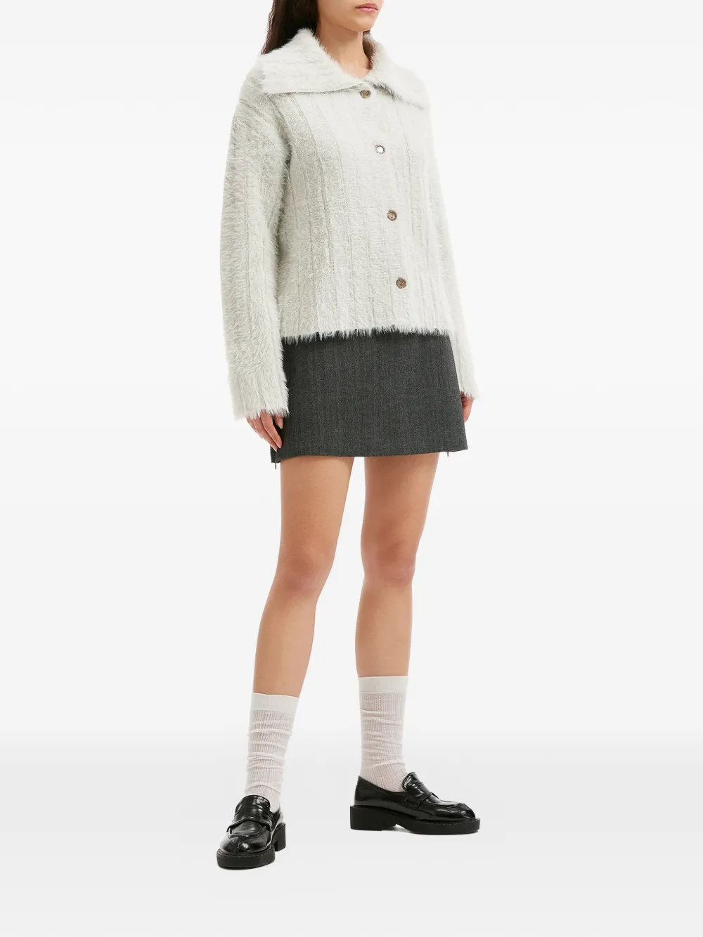 B+ab Collared Button Cardigan In White