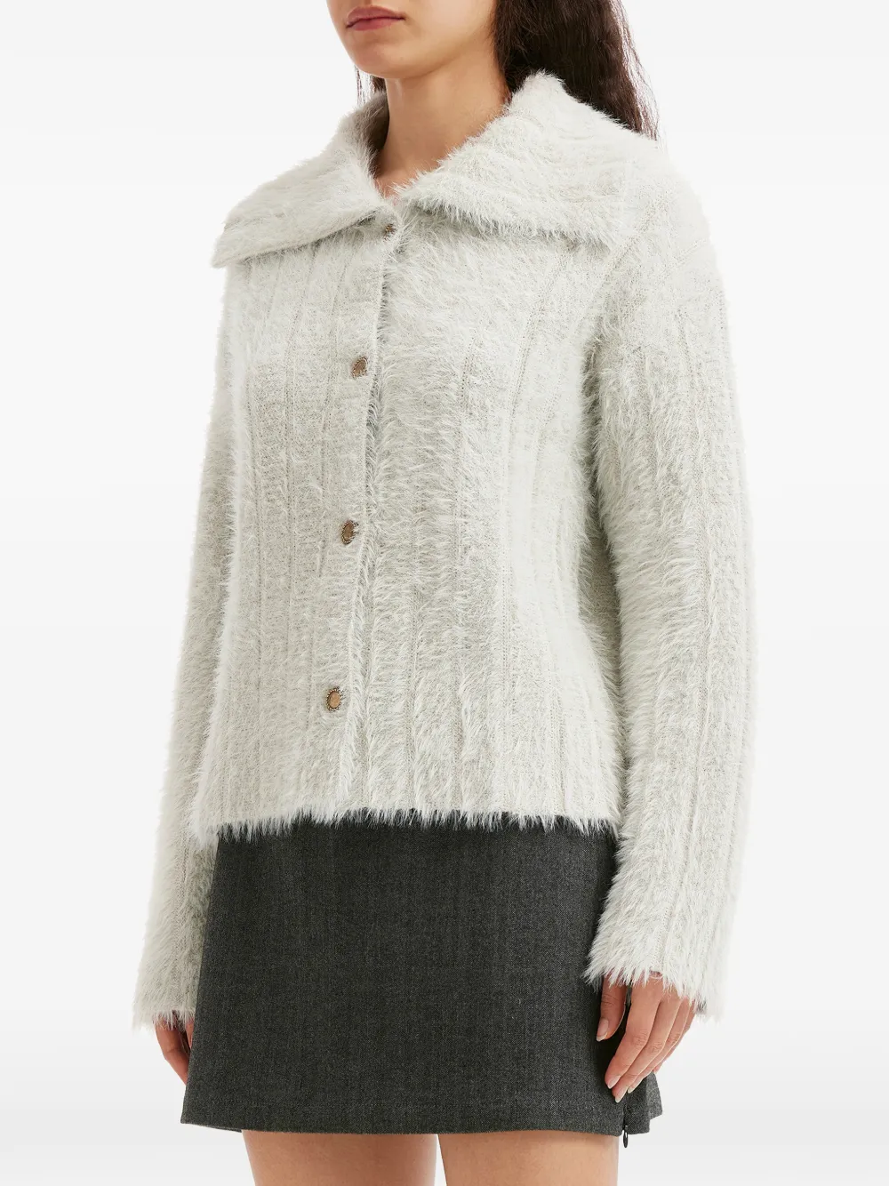 B+ab Collared Button Cardigan In White