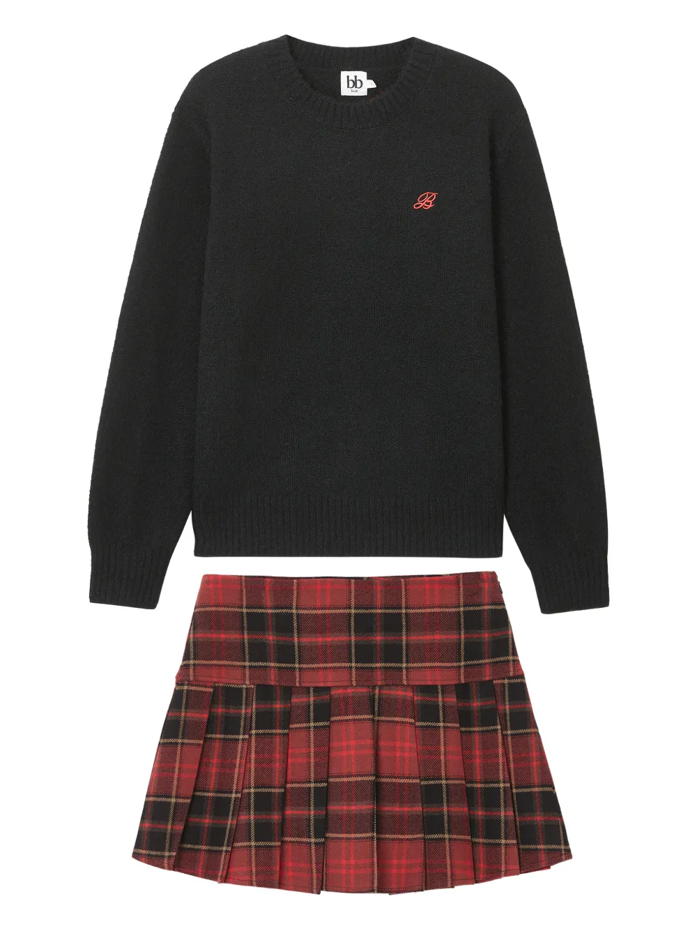 B+ab Tartan Pleated Skirt In Black
