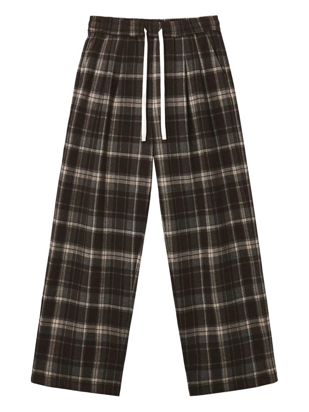 b+ab elastic-waistband checked trousers | Brown | Image 1