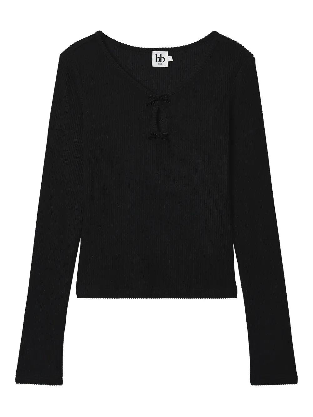 B+ab Ribbed-knit Long-sleeve Top In Black