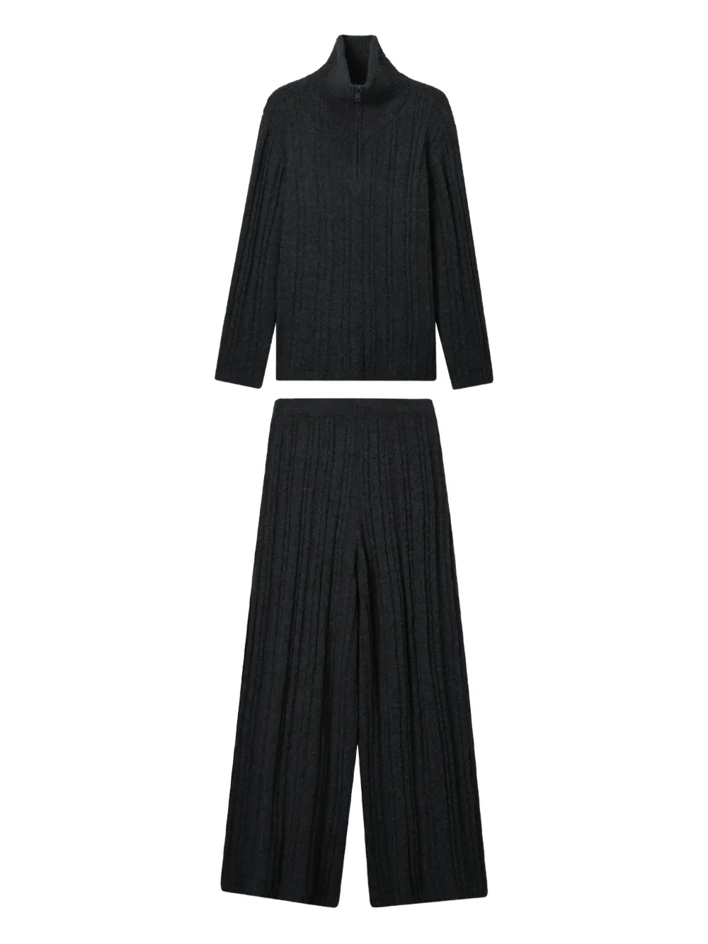 B+ab Ribbed High-neck Trousers In Black