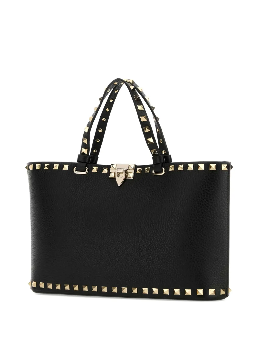 Valentino Garavani Black Leather Rockstud Handbag