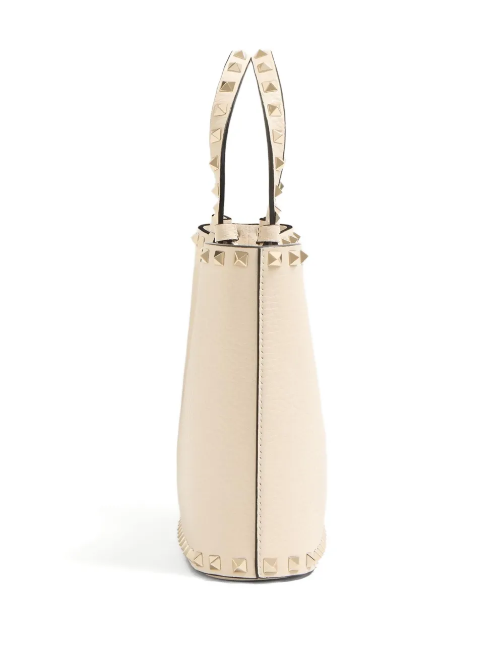 Valentino Garavani Rockstud Small Shopping Bag In Grainy Calfskin Beige