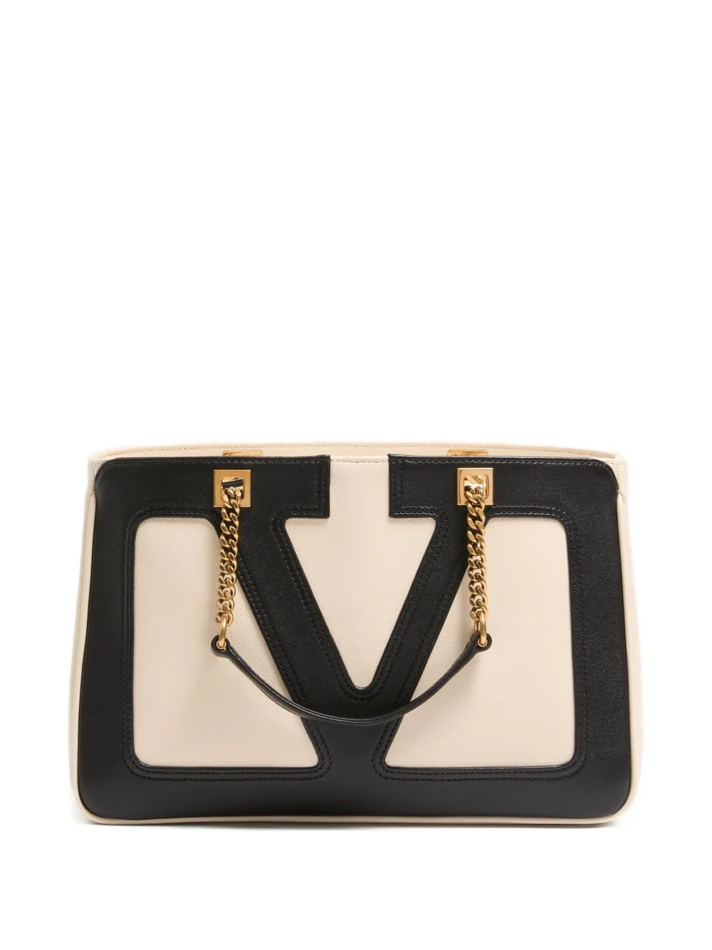 Valentino Garavani Vlogo Chain Leather Tote Bag In Neutral